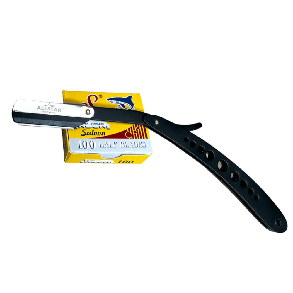 Straight Razor, Matte Black Metal – All Star Grooming Co.